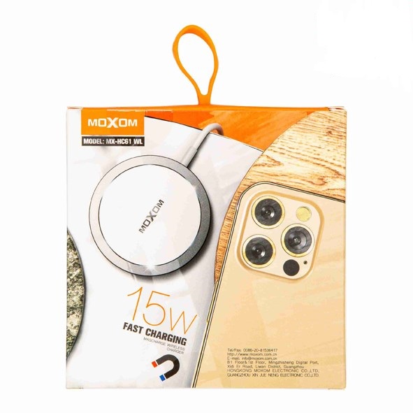 تصویر شارژر وايرلس با کابل ماکسوم MOXOM-HC61